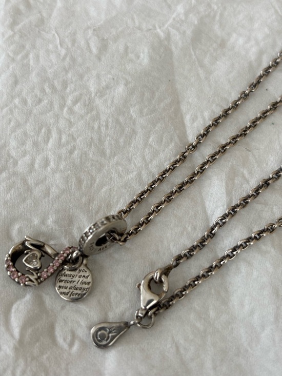 Alex and Ani Jewelry - Alex and Ani .925 Silver Mom Charm Necklace with Pink Crystal Accents 18 in